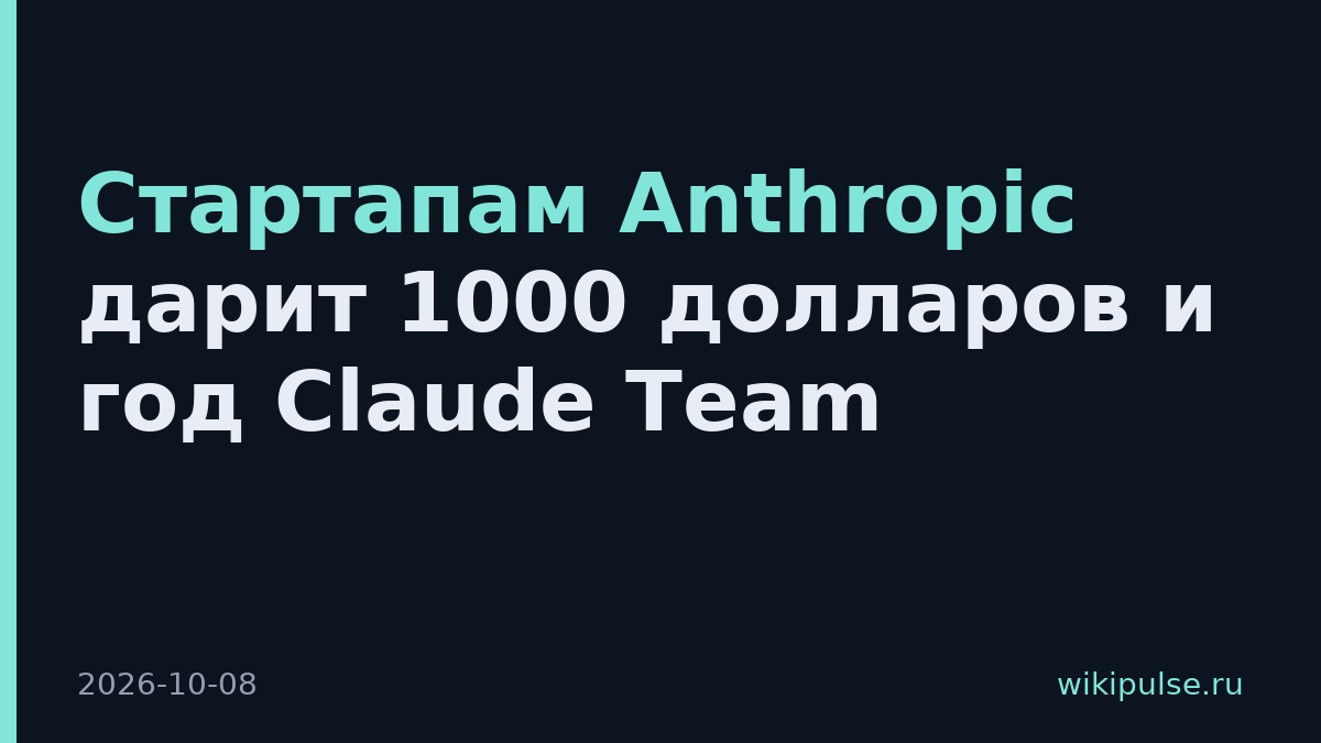 Стартапам Anthropic дарит 1000 долларов и год Claude Team