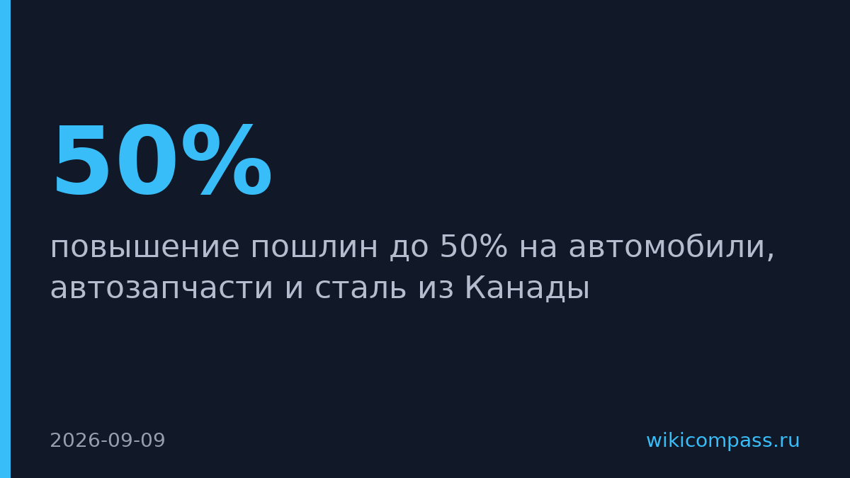 Трамп повысит пошлины на канадские авто и сталь до 50% с января 2027