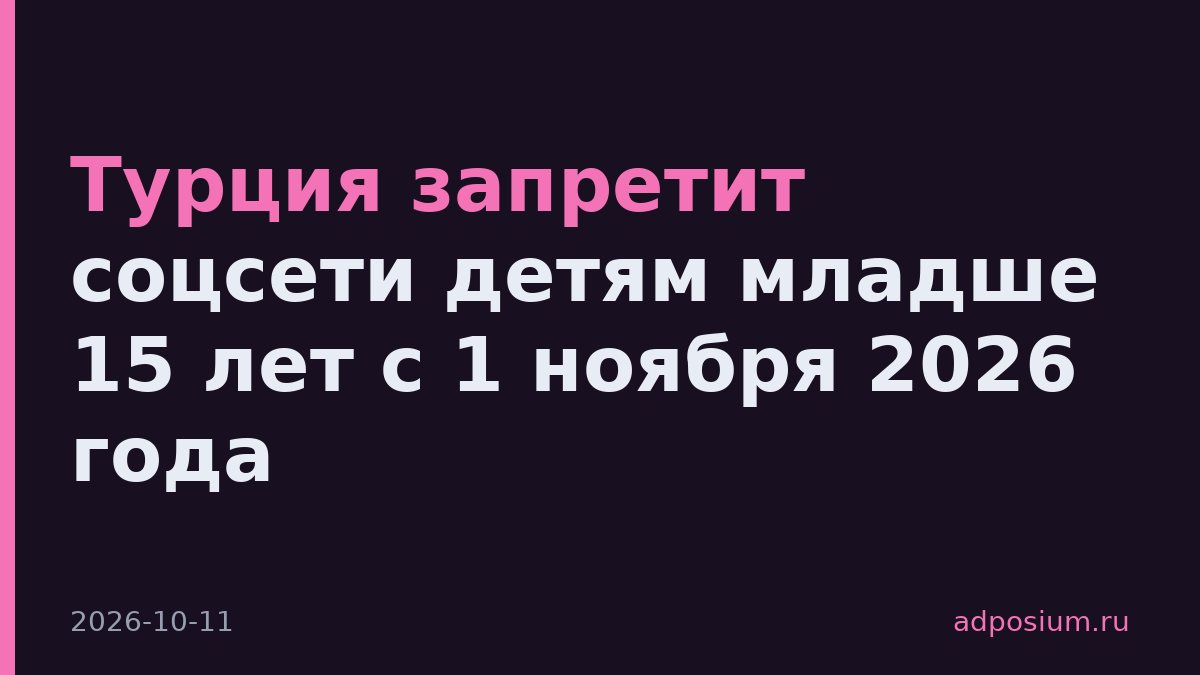 Турция запретит соцсети детям младше 15 лет с 1 ноября 2026 года
