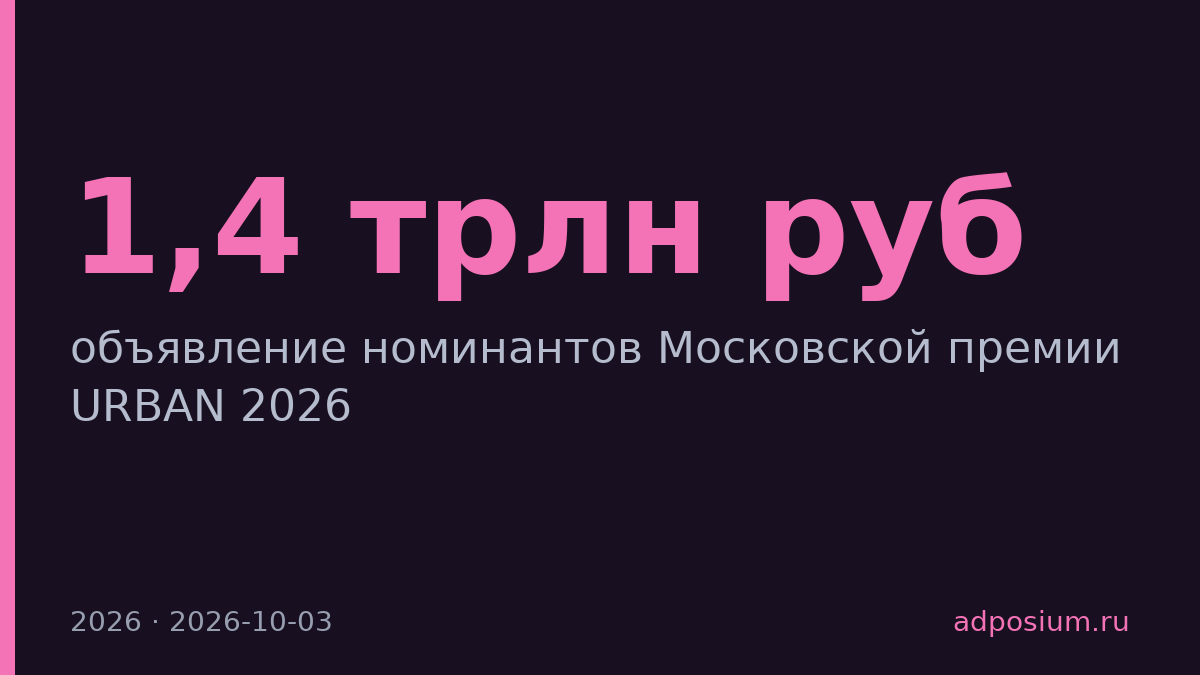 URBAN назвал номинантов премии на 1,4 трлн рублей недвижимости