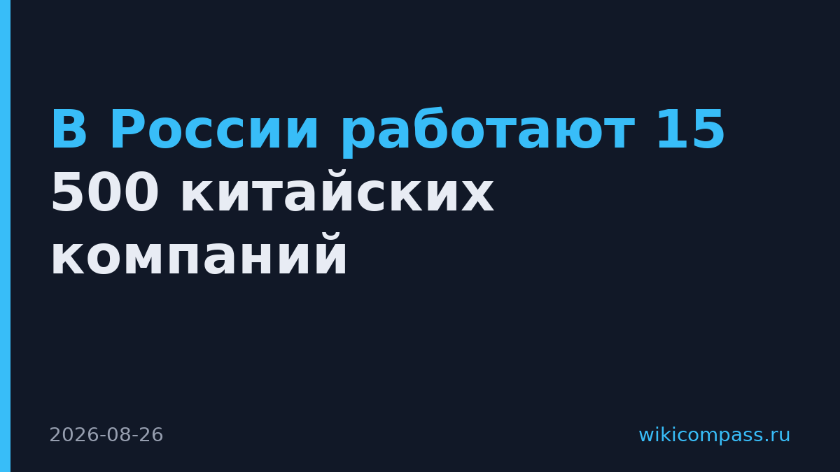 В России работают 15 500 китайских компаний