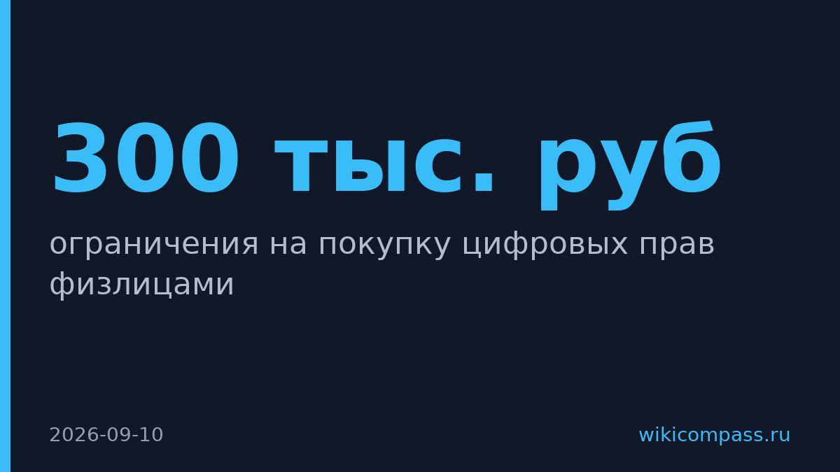 В России ввели лимит 300 тыс. руб. на покупку цифровых прав