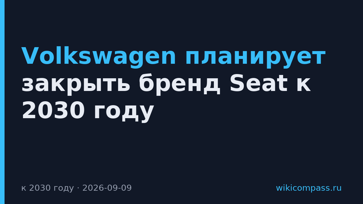 Volkswagen планирует закрыть бренд Seat к 2030 году