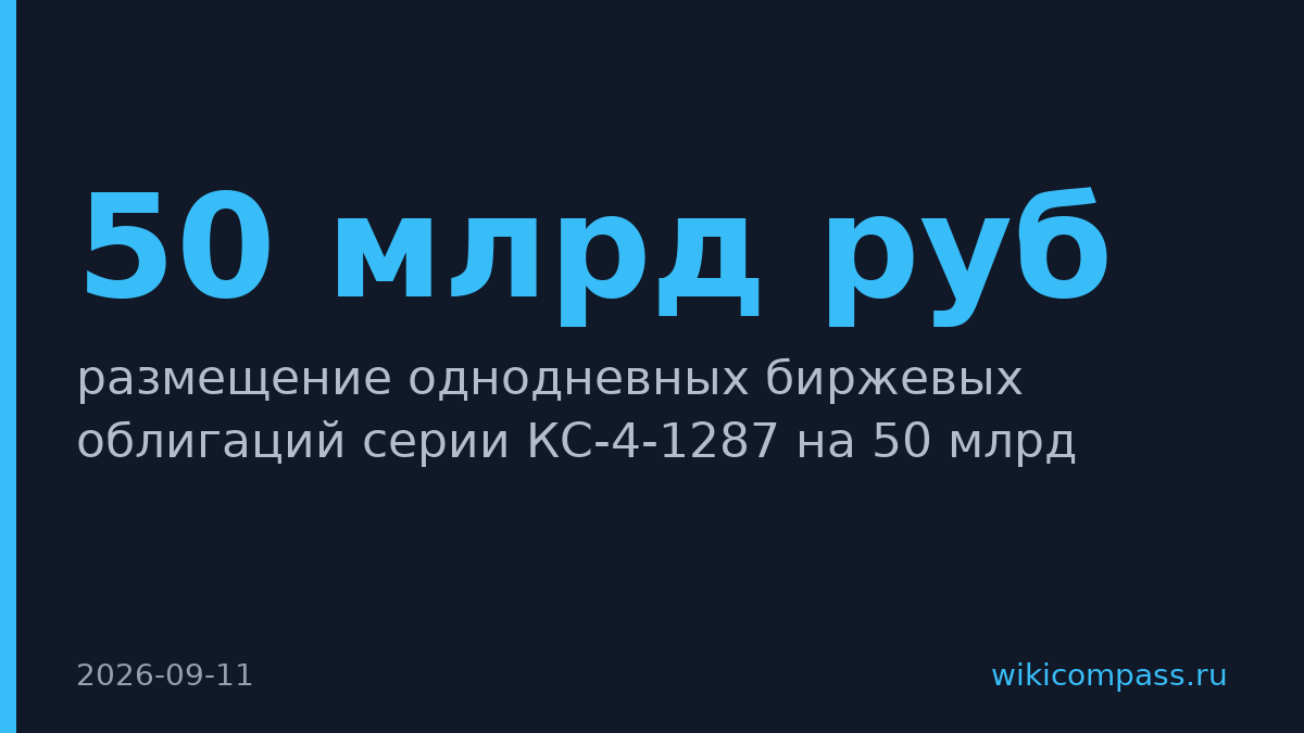 ВТБ разместит однодневные облигации на 50 млрд рублей