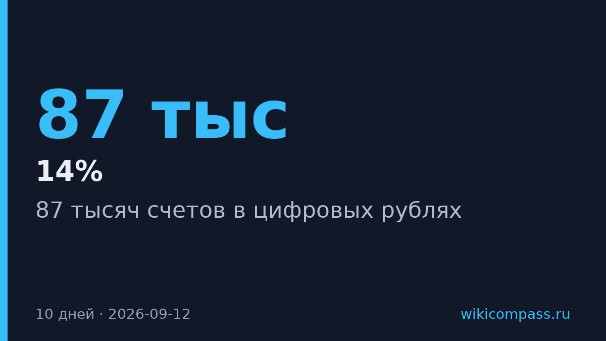 За 10 дней россияне открыли 87 тысяч счетов в цифровых рублях
